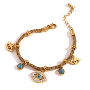 Stainless Steel Turquoise Eye Necklace Set