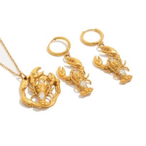 18K Gold Plated Zircon Lobster Jewelry Set