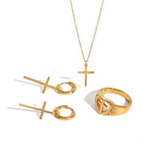 Ins‑style Cross Necklace Earring Titanium Steel Set
